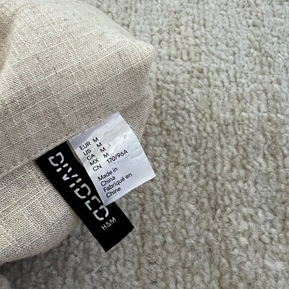 H&M Divided Linen Crop Short Sleeve Bolero Blouse Top M - Picture 2 of 7